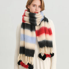 Winter Multicolor Cashmere Loop Yarn Pashmina Scarf
