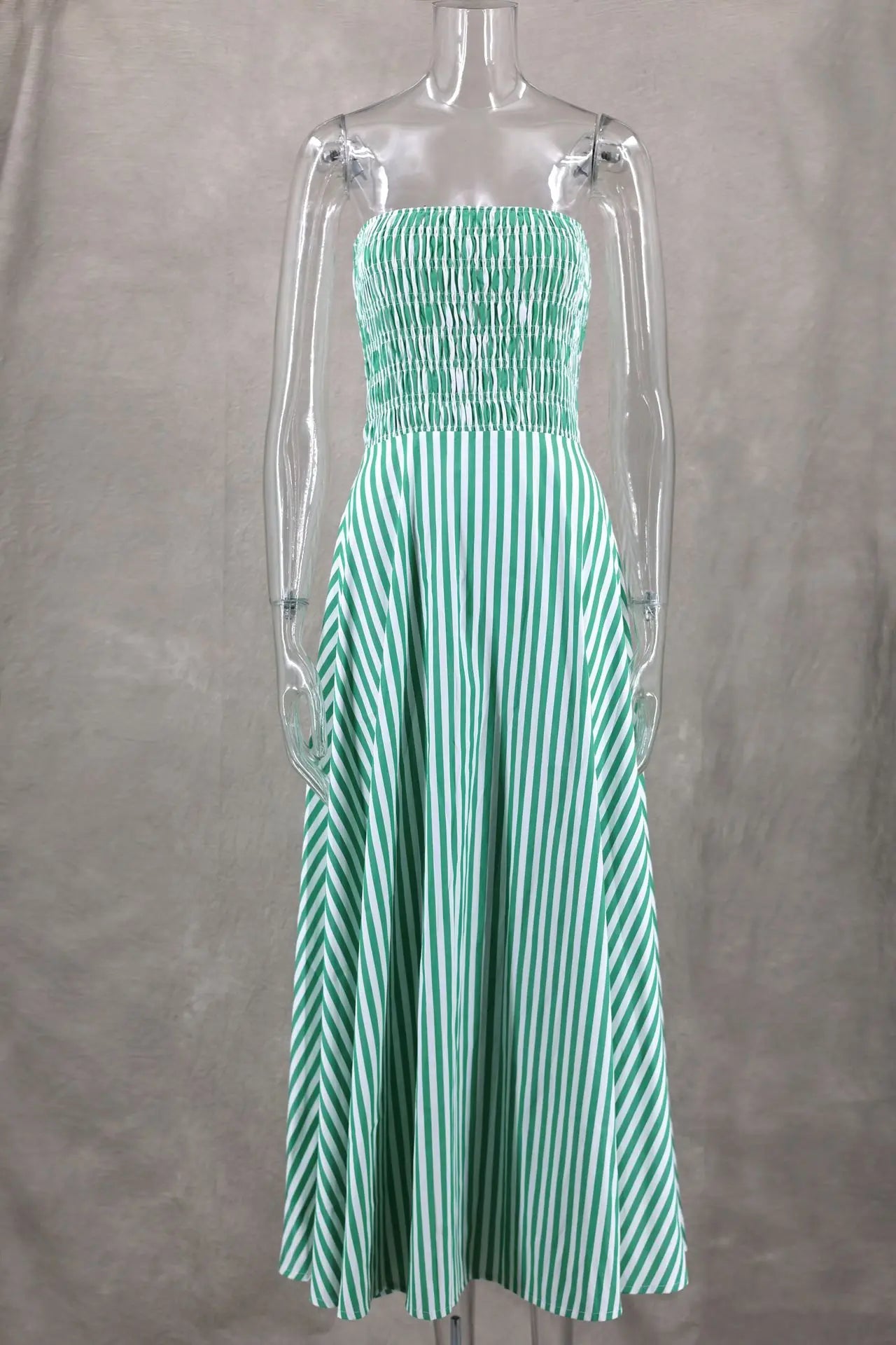 New Stripes Tube Long Beach Off Shoulder Backless Casual Fashion Bust Elastic Boho Dress