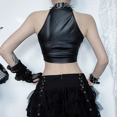 Hollowed Out Gothic Lace Up Bandage Y2k Crop Top