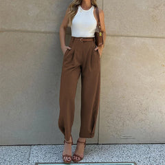 Fashion Color High Waist Suit Pants