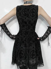Summer New Harajuku Retro Sexy Wrapped Hip Mini Dress Y2K Vintage Gothic Punk Dark Style Tie Up A-Line Dress