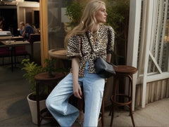 Summer Vintage Red New Korean Retro Bubble Sleeve Female Shirt Blouse