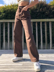 Wide Baggy Oversized Classic Casual Brown Trouser