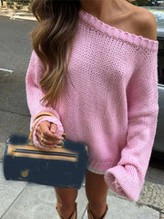 O New Long Sleeves Loose Knit Pullover Casual Female Chic Sweater