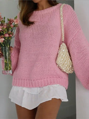 O New Long Sleeves Loose Knit Pullover Casual Female Chic Sweater