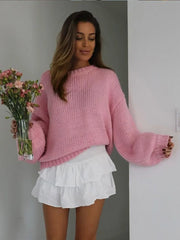 O New Long Sleeves Loose Knit Pullover Casual Female Chic Sweater