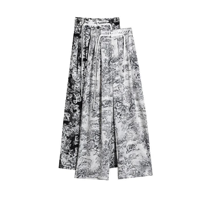 High Waist Casual Summer Slacks Pants Ice Silk Ankle-Length Long Pants