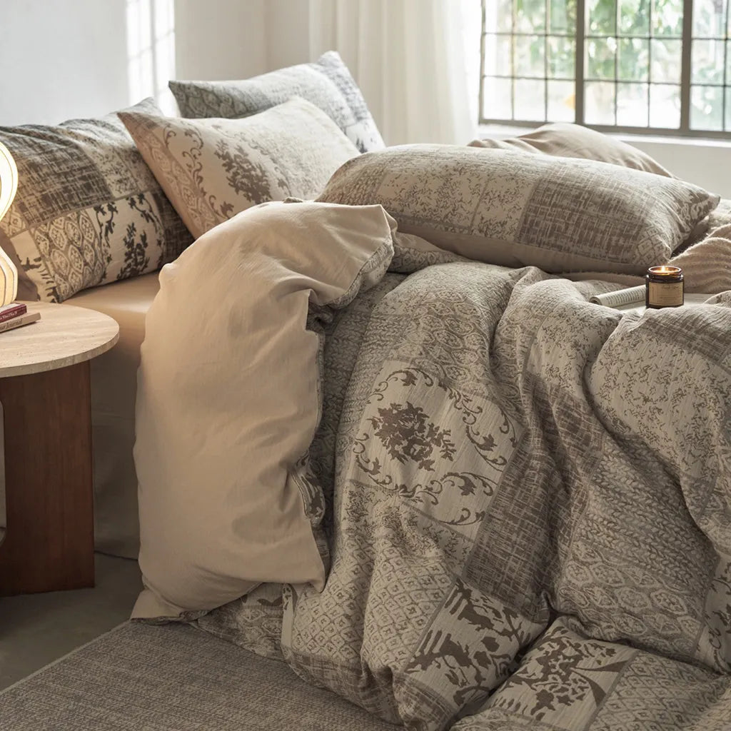 Vintage Patchwork Style Cotton Jacquard Duvet Cover