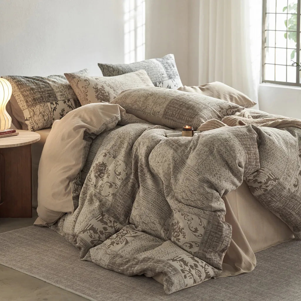 Vintage Patchwork Style Cotton Jacquard Duvet Cover
