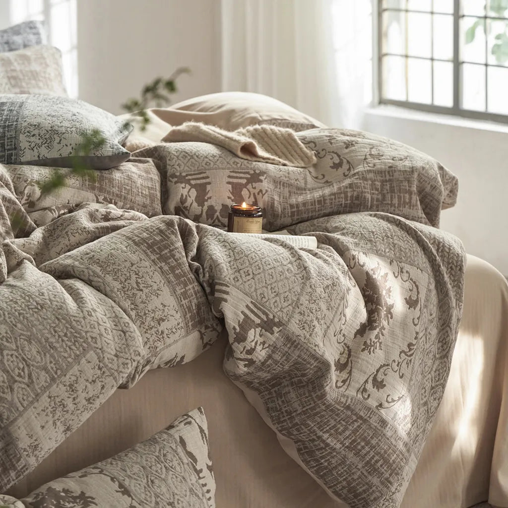 Vintage Patchwork Style Cotton Jacquard Duvet Cover