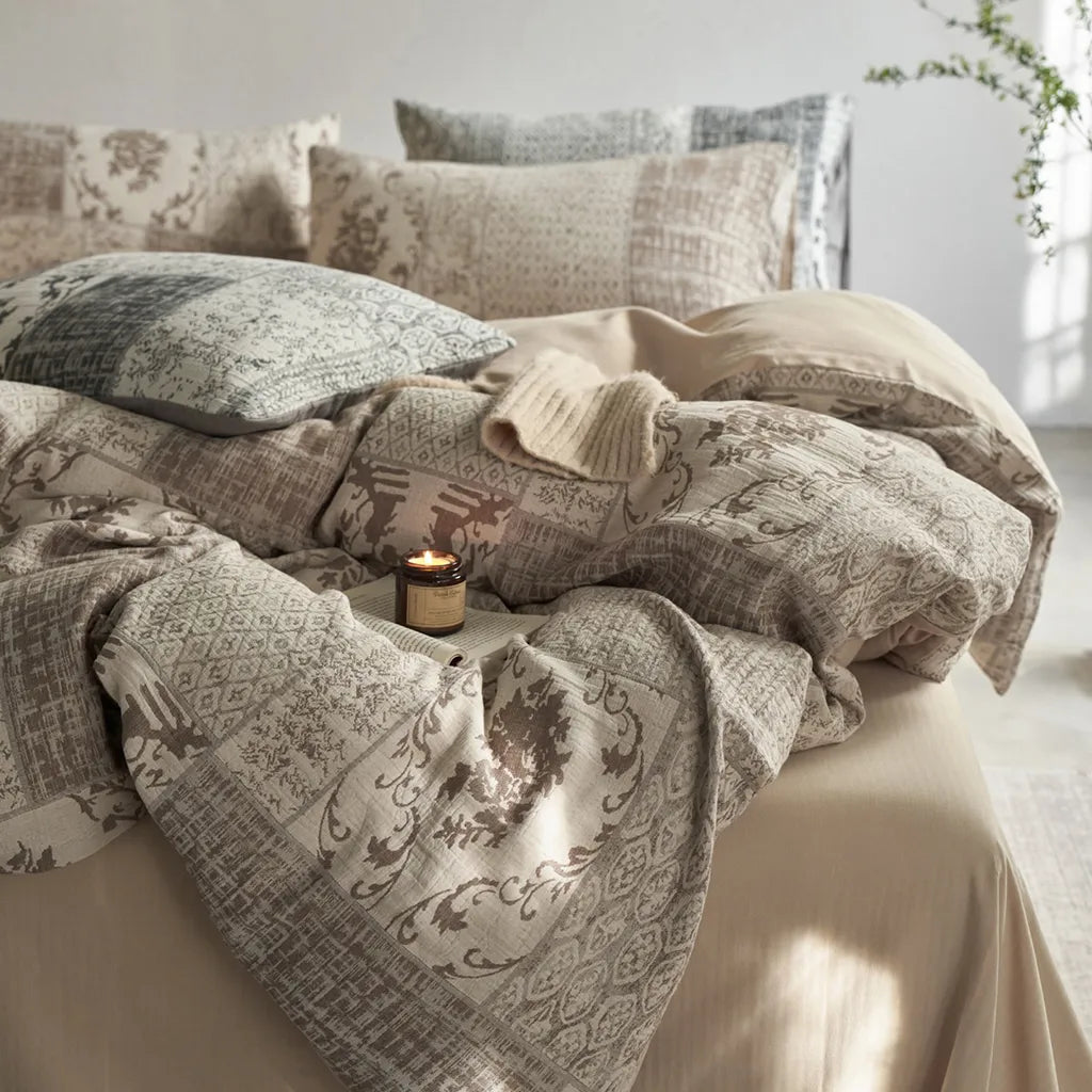 Vintage Patchwork Style Cotton Jacquard Duvet Cover