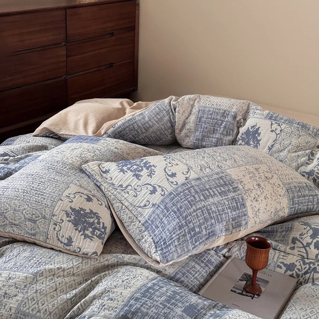 Vintage Patchwork Style Cotton Jacquard Duvet Cover