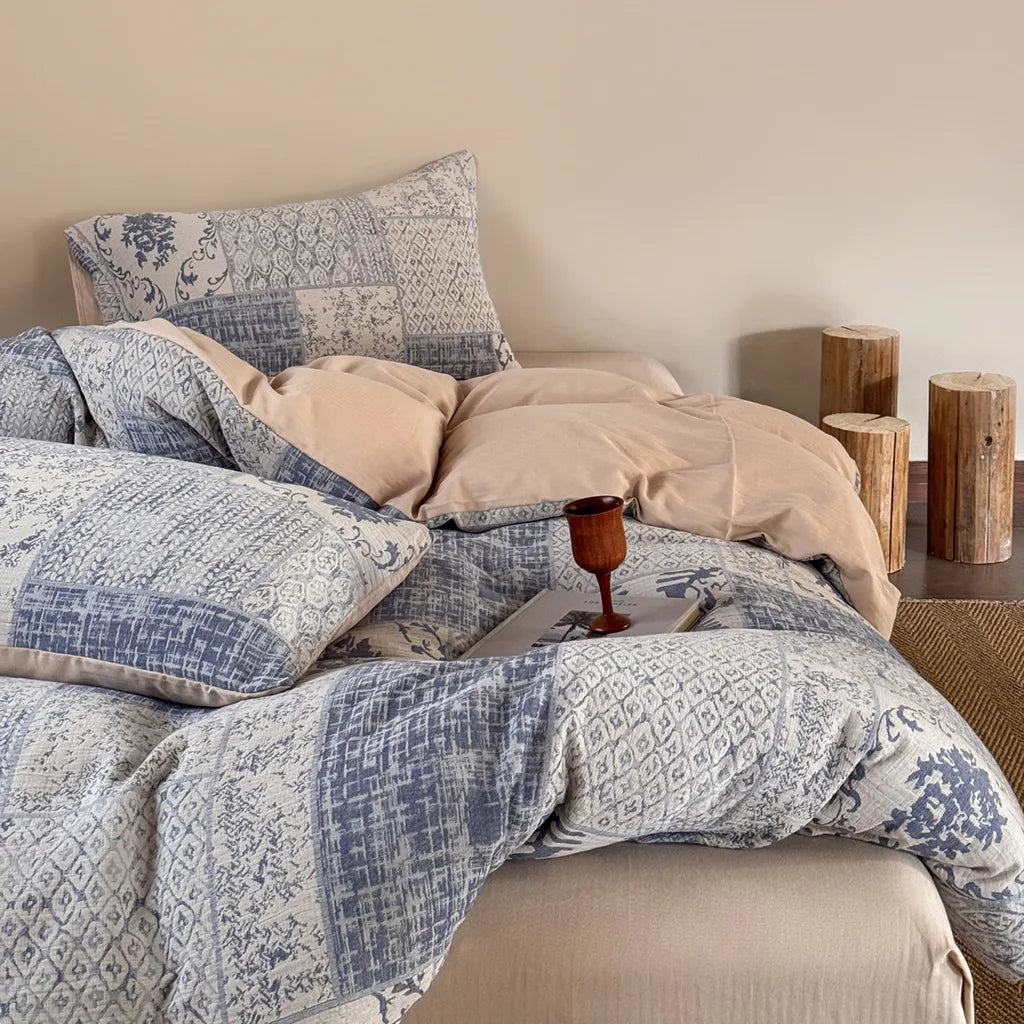 Vintage Patchwork Style Cotton Jacquard Duvet Cover