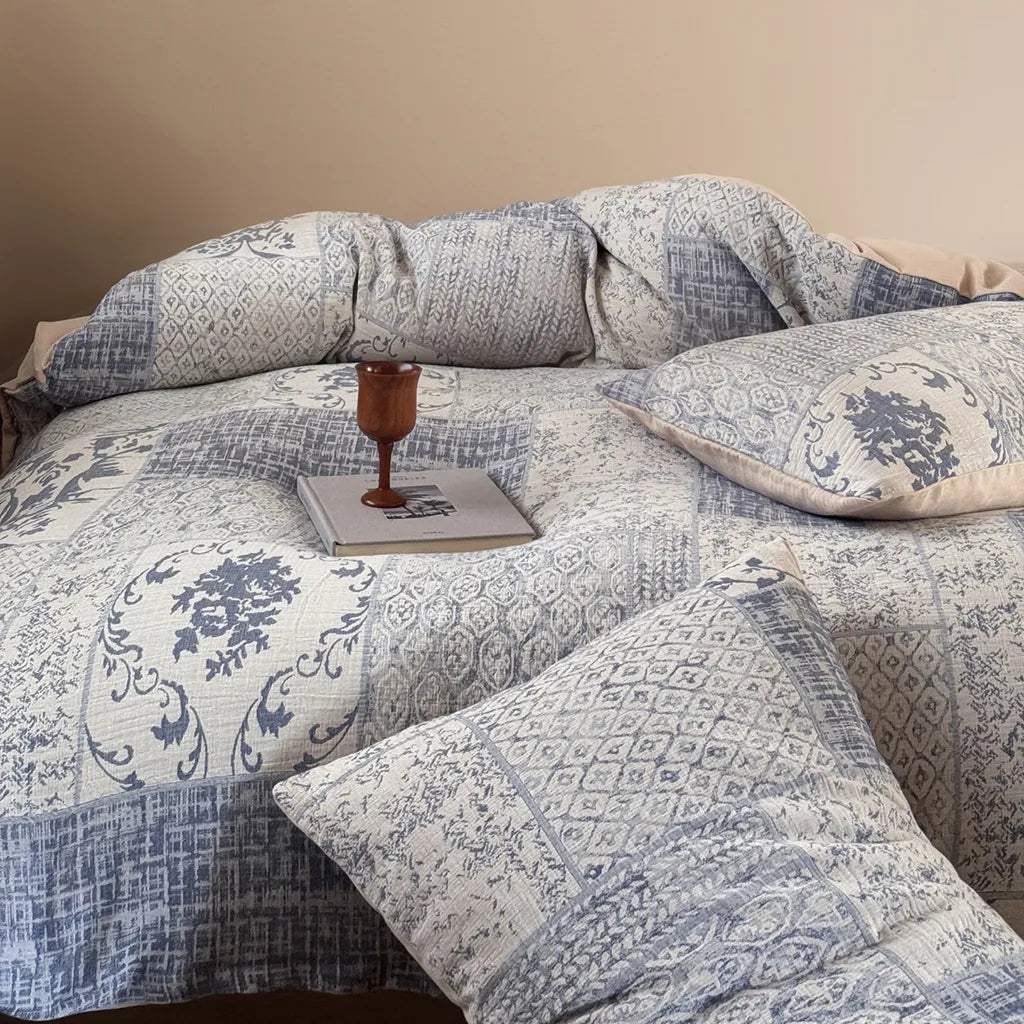 Vintage Patchwork Style Cotton Jacquard Duvet Cover