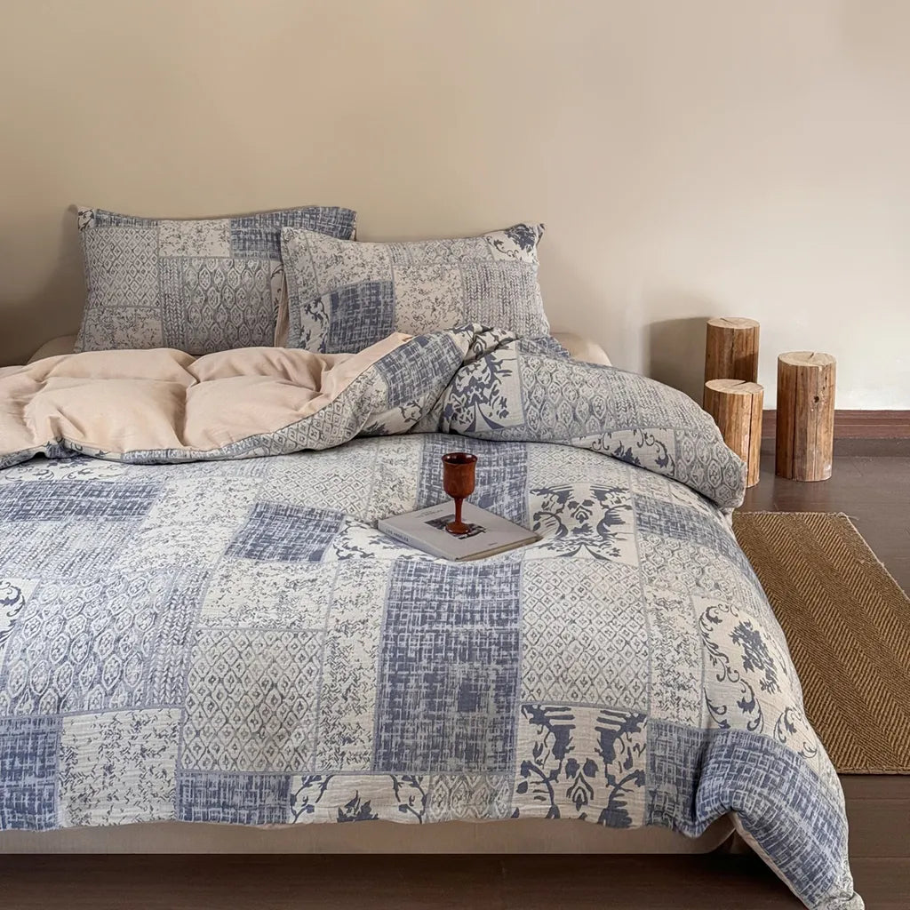 Vintage Patchwork Style Cotton Jacquard Duvet Cover