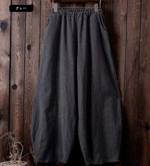 Womenlinen balloon pants casual wide leg pants with pockets summer loose fit