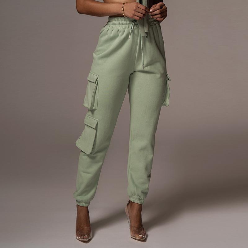 Womencargo sweatpants elastic waist drawstring pants with pockets
