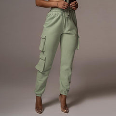 Womencargo sweatpants elastic waist drawstring pants with pockets