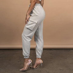 Womencargo sweatpants elastic waist drawstring pants with pockets