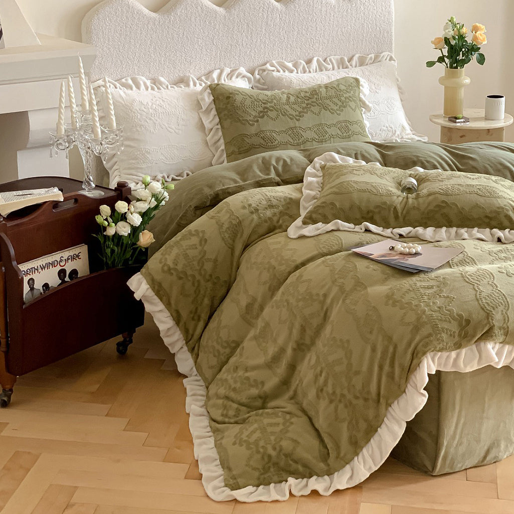 French Milk Velvet Warm Bedding Set