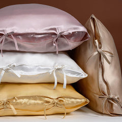 25 Momme Silk Pillowcase with Bow Ties -  Gold
