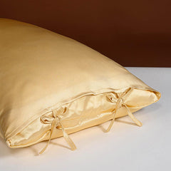 25 Momme Silk Pillowcase with Bow Ties -  Gold