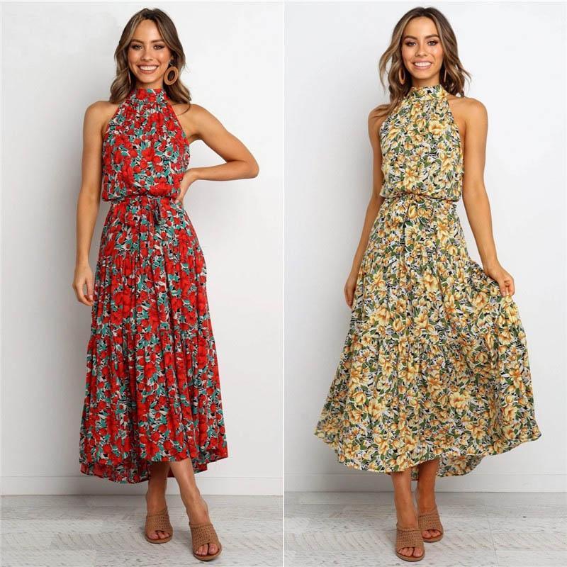 Boho Long A-Line Off Shoulder Elegant Sash Maxi Dress Women