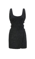 BOW-DETAIL CUT-OUT MINI DRESS IN BLACK