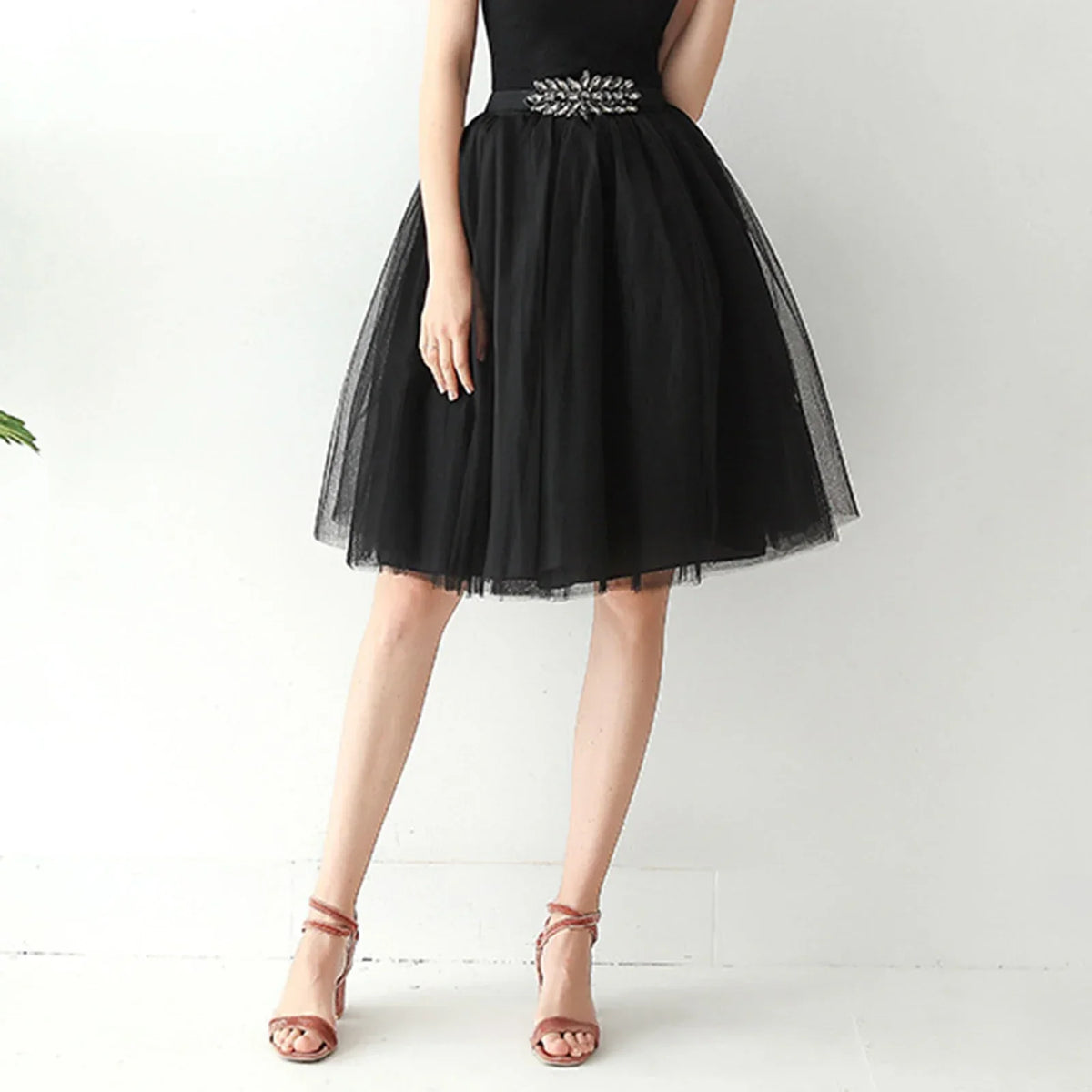 Denim Workwear Skirt Draw Pleat Casual Fashion Elastic Waist Skirt