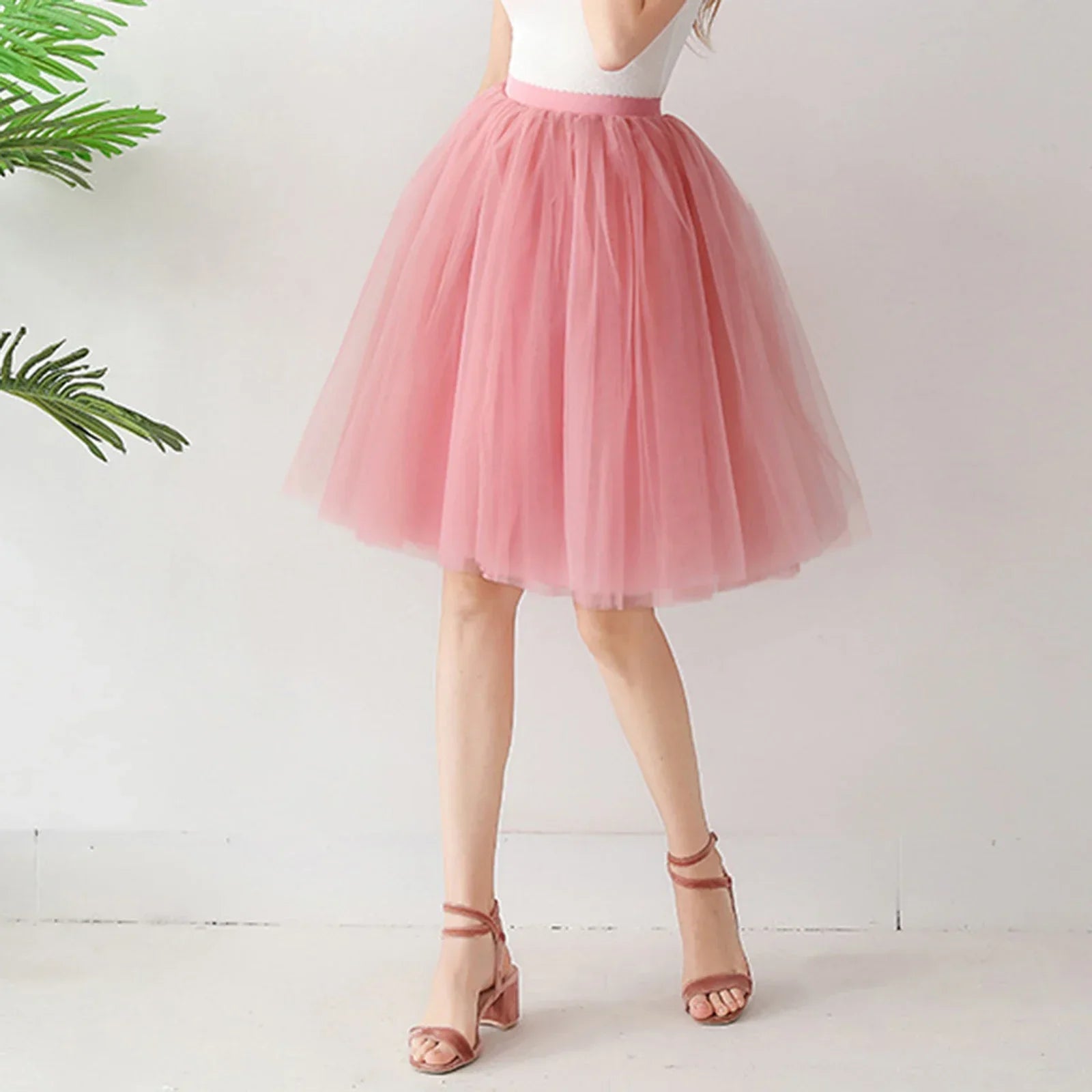 Denim Workwear Skirt Draw Pleat Casual Fashion Elastic Waist Skirt