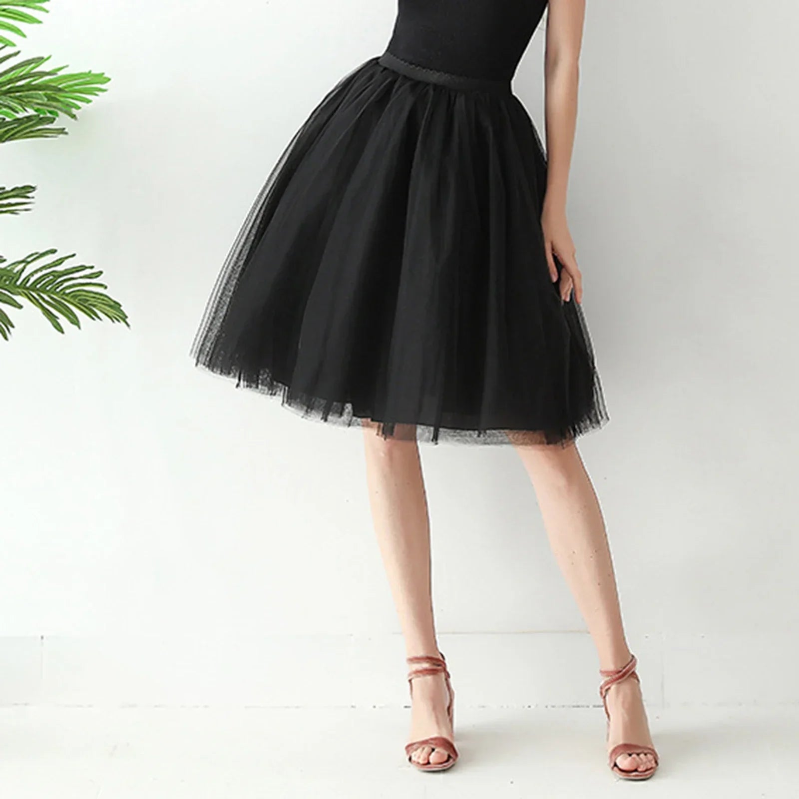 Denim Workwear Skirt Draw Pleat Casual Fashion Elastic Waist Skirt