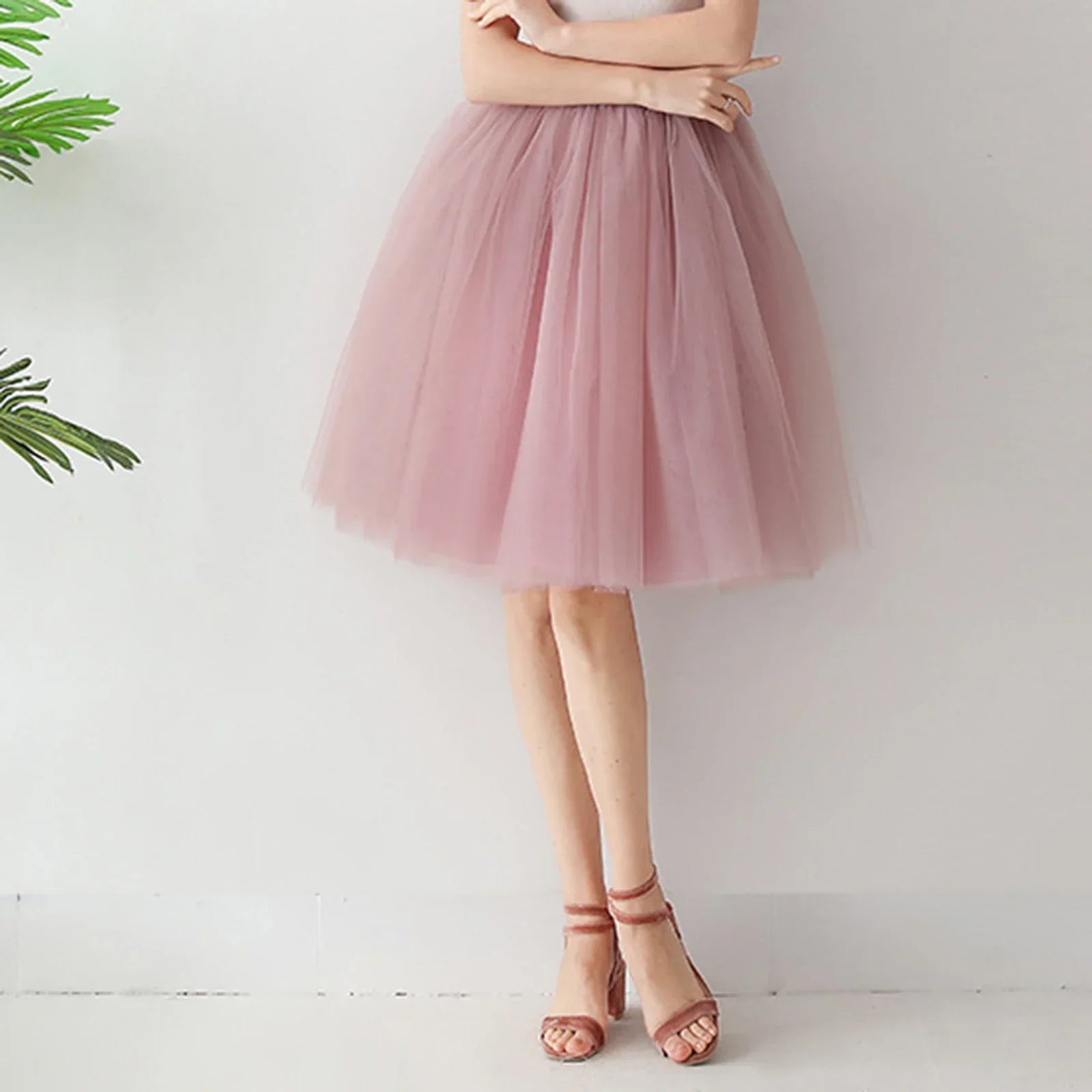 Denim Workwear Skirt Draw Pleat Casual Fashion Elastic Waist Skirt