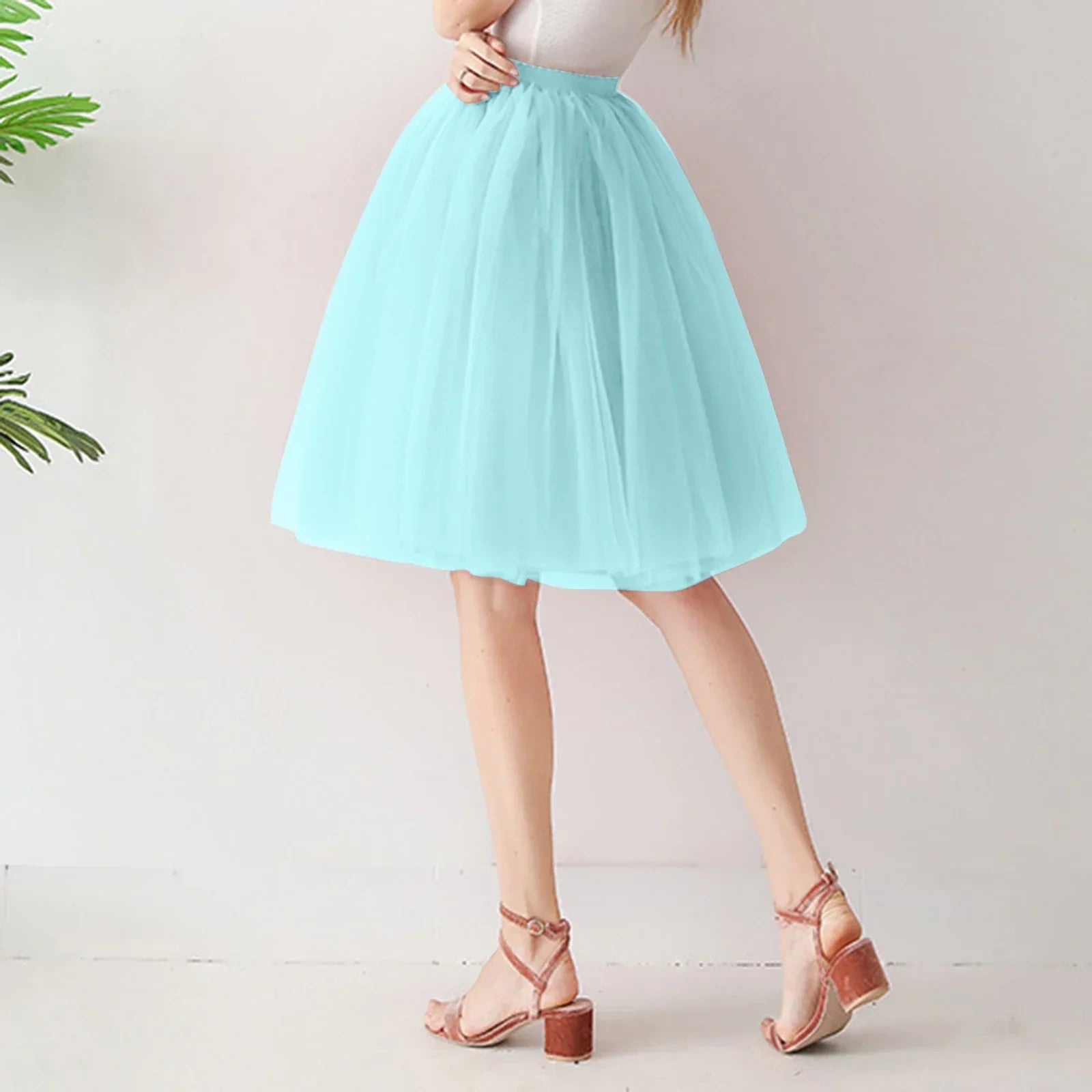 Denim Workwear Skirt Draw Pleat Casual Fashion Elastic Waist Skirt