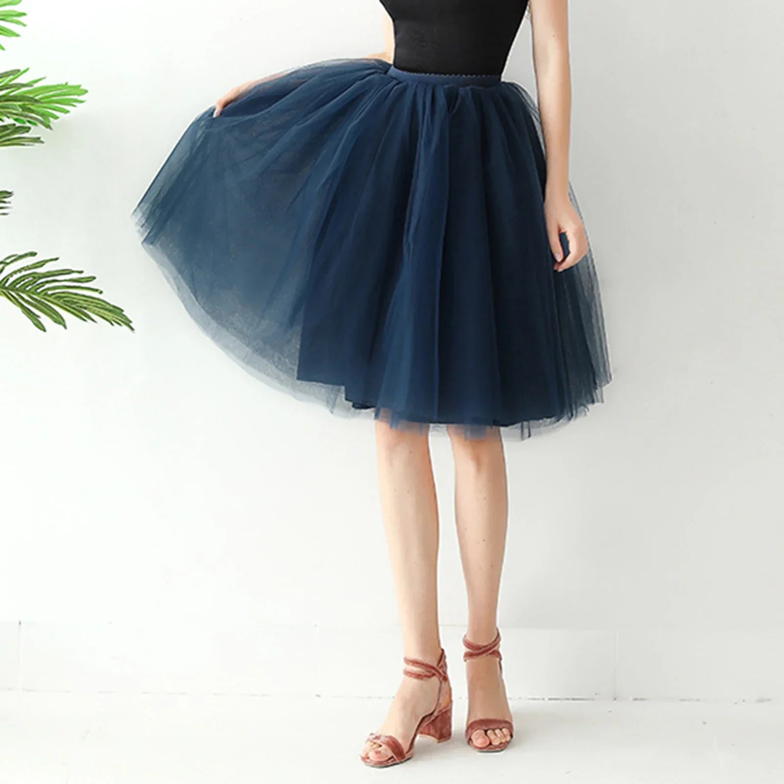 Denim Workwear Skirt Draw Pleat Casual Fashion Elastic Waist Skirt