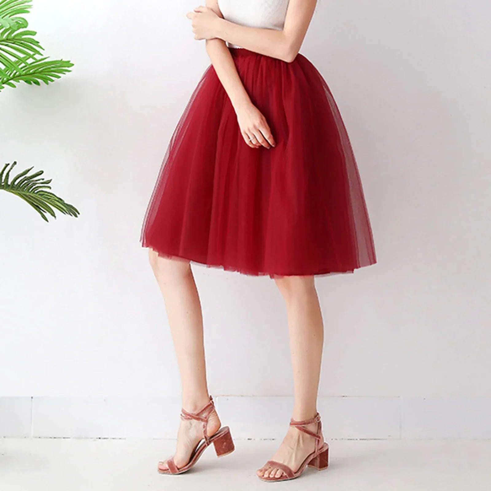 Denim Workwear Skirt Draw Pleat Casual Fashion Elastic Waist Skirt