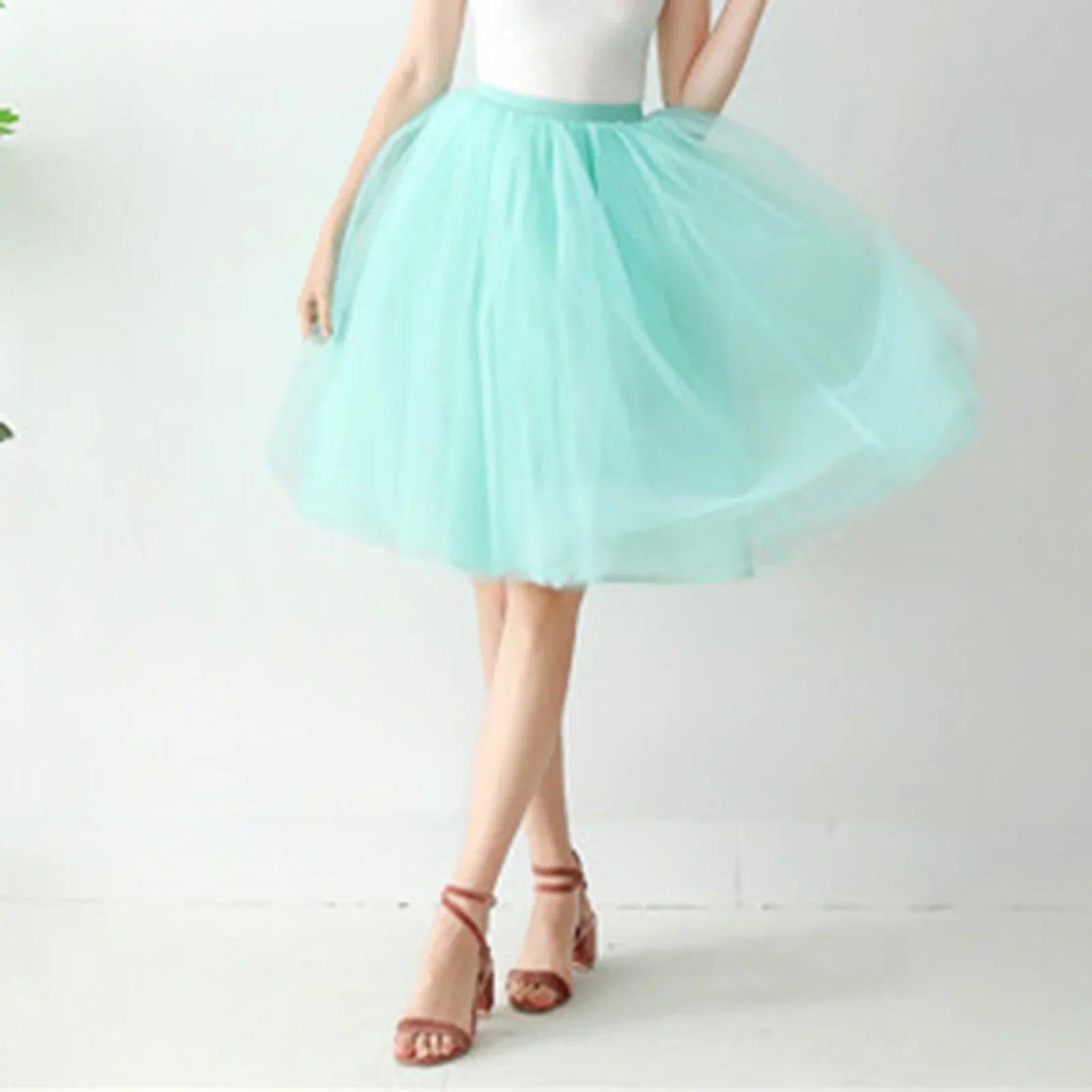 Denim Workwear Skirt Draw Pleat Casual Fashion Elastic Waist Skirt