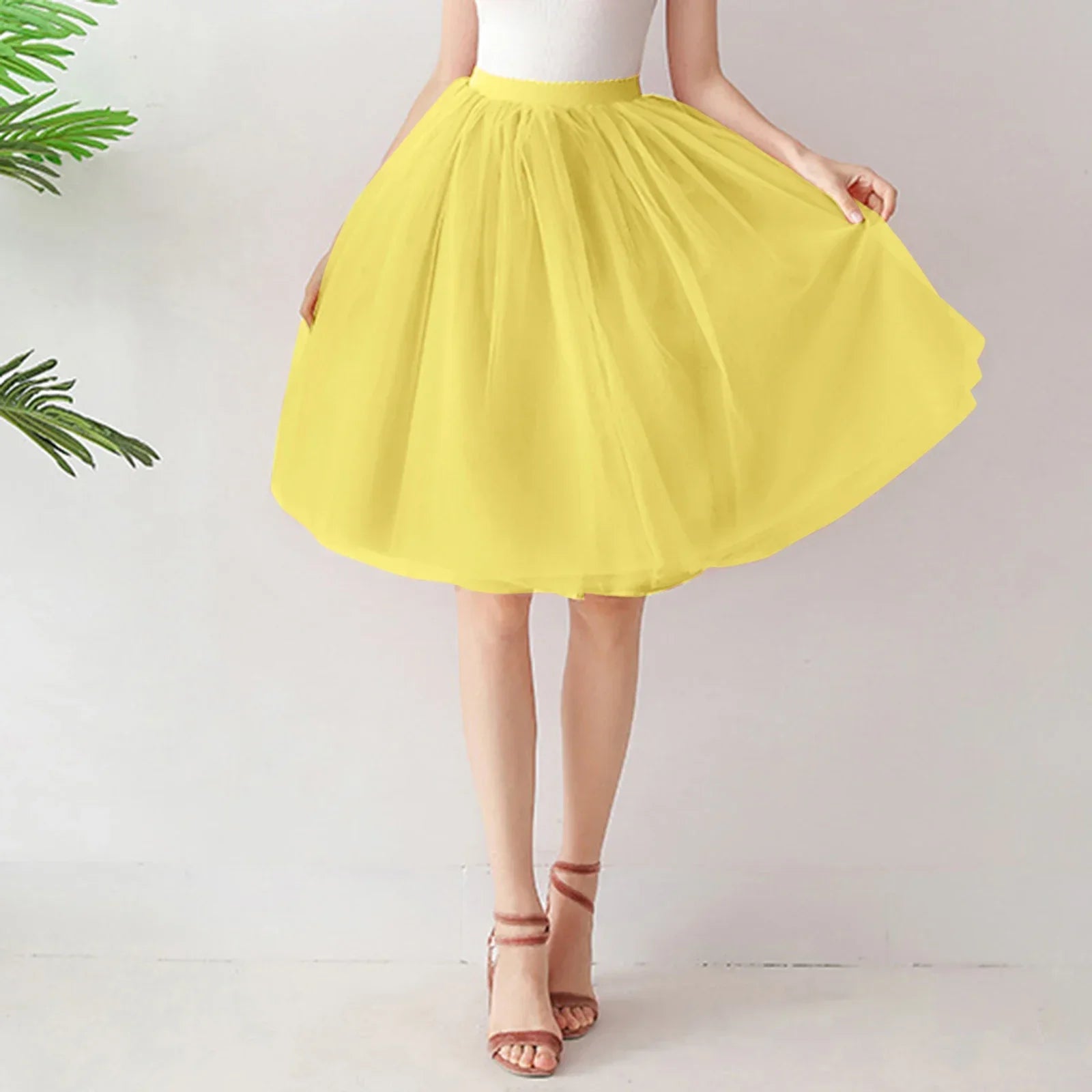 Denim Workwear Skirt Draw Pleat Casual Fashion Elastic Waist Skirt