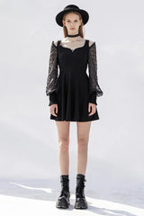 WomenGothic V-neck  Long Sleeve Off-the-shoulder Dress