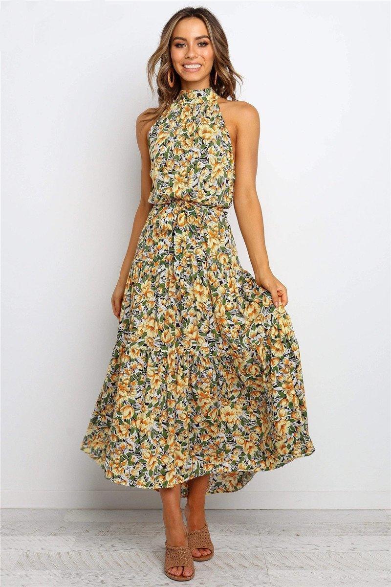 Boho Long A-Line Off Shoulder Elegant Sash Maxi Dress Women