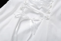 Fashion elegant bow white female mini dress