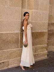 3D Flower Patchwork Sleeveless Backless Elegant Sexy Party Maxi Dress