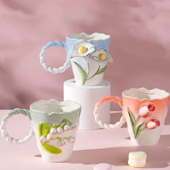 Tulips Lilies Bellflowers Floral Ceramic Mug