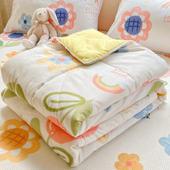 Cartoon Flowers Print Blanket for Summer