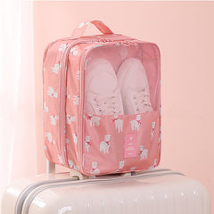 Rabbit Elephant Flamingo Lemon Alpaca Print Travel Shoes Bag Organizer