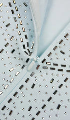 CRYSTAL EMBELLISHED CUTOUT HALTER BODYCON DRESS