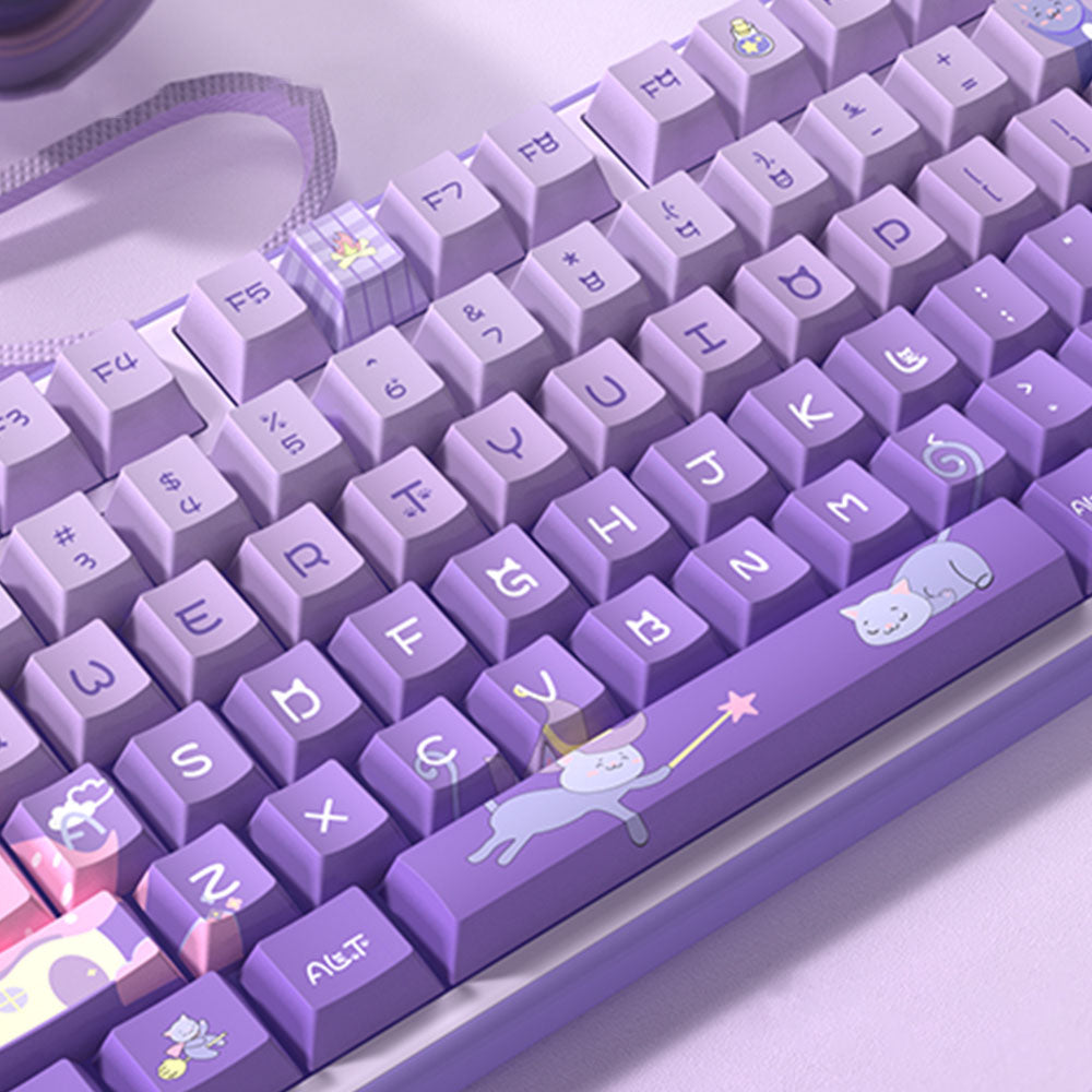 Cartoon Kitty Purple Keycap Set