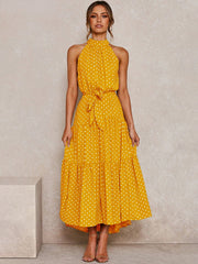 Polka Dot Halter Strapless Vacation Sundress
