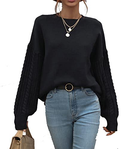 Loose Soft Chunky Knit Long Batwing Sleeve Pullover Sweater