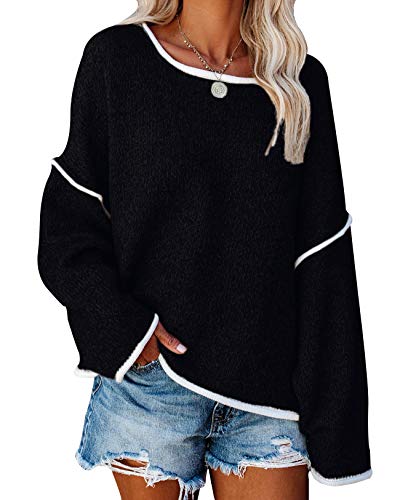 Loose Soft Chunky Knit Long Batwing Sleeve Pullover Sweater