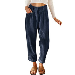 Beach Linen Shorts 3/4 Sweatpants Capri Pants Elastic Waist Cropped Harem Pants